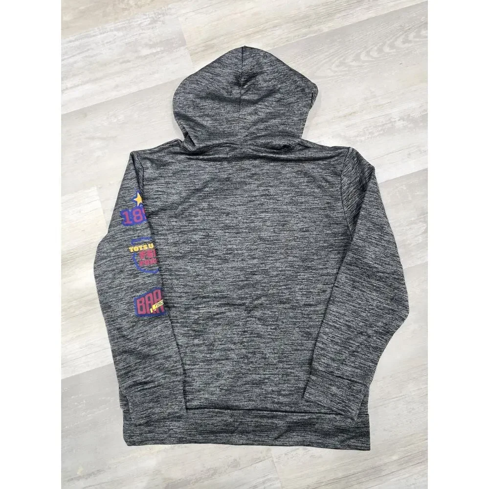 FC Barcelona Youth Large Hoodie HKY Sportswear Gray Space Dye Soccer Pullover